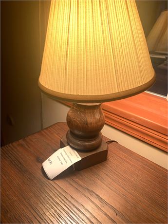MCM Wood Table Lamp W/Fabric Lamp Shade