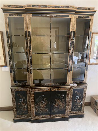 Century Furniture Black Lacquer & Gold Drexel Heritage Chinoiserie Cabinet