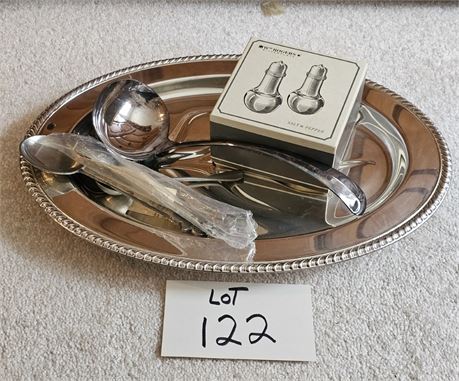Mixed Plated S&P Set, Meat Platter, Steiff Pewter Serving Spoons & More