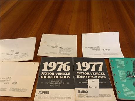 Motor Vehicle Identification Manuals From 1970s