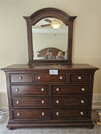 Wood Dresser & Mirror