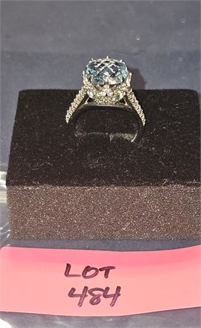 Sterling Sz 10 Blue Ice Ring