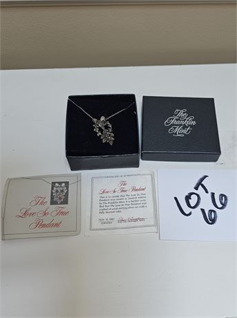 Franklin Mint Sterling "The Love So True" Pendant & Necklace - Original Box