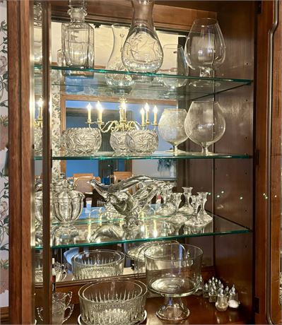 Left Sided Hutch Cleanout - Crystal Vases, Decanter, Rose Bowls and More