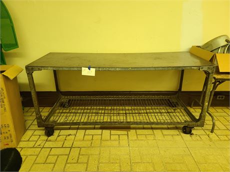 Industrial Metal Table on Castors Dated 1911