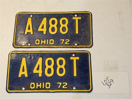 Vintage 1972 Ohio Plates