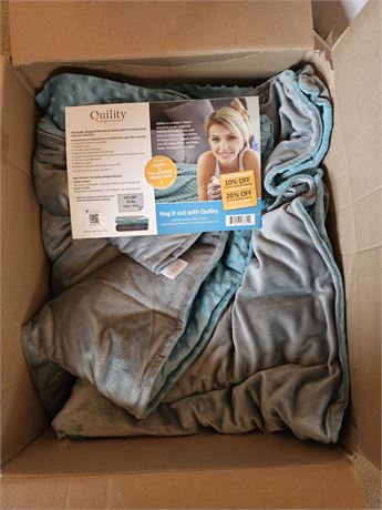 Quility Aqua/Gray 15lb Weighted Blanket