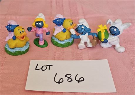 Original Vintage PVC Schleich Peyo Mixed Figurines Lot - 1980's Dates, Sizes
