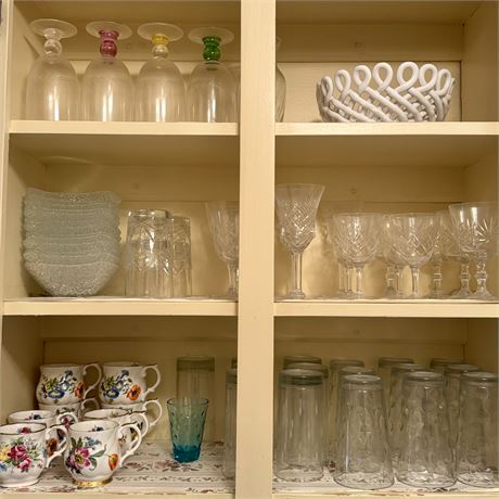 Kitchen Cupboard Cleanout with Stemware, Tumbler Glass Sets & More