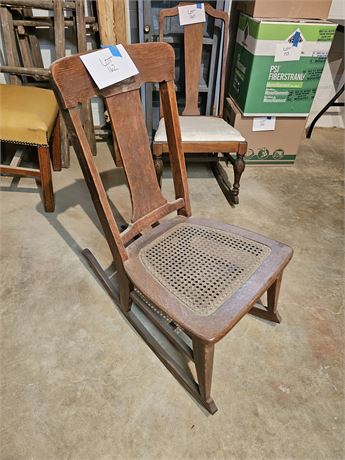 Antique Wood & Cane Rocking Chair