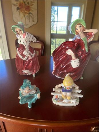 Vintage Ceramic Pixie Elf Figurine, Christmas Morn Lady Figurine