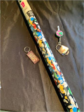 M&M Collectible Key Rings and M&M Candy Themed Wrapping Paper