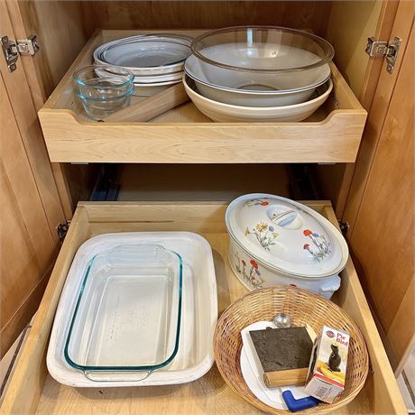 2 Shelves Bakeware Needs - Mixing Bowls, Baking Dishes and More
