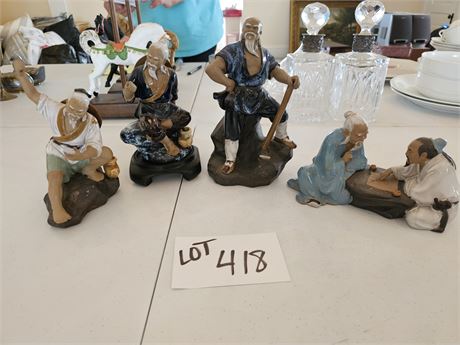 Clay Asian Figurine Lot: Mixed Themes