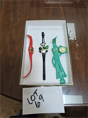 Pema Toy Co. 1985 Gumby Watch/McDonald's '84 Ronald Watch & Panda Kid's Watch