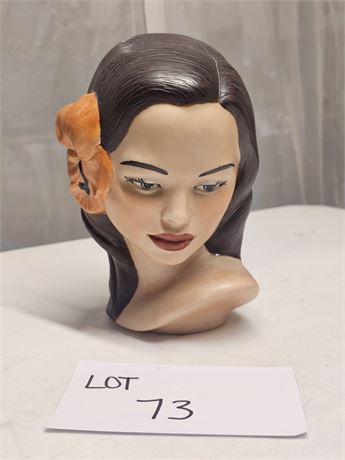 Ceramic Polynesian Girl Head Bust