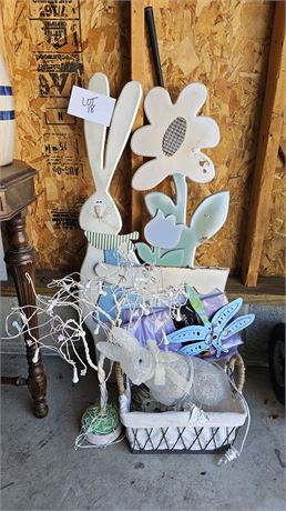 Mixed Easter Lot Outdoor/Indoor Wood Bunny Display, Light Bunny & Tree Plus More