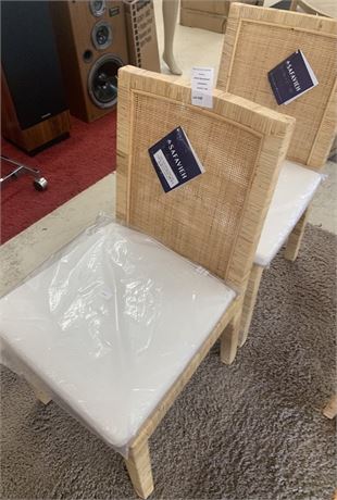 Safavieh Tojo Cane Dining Chair W/Natural White Cushion Set of 2