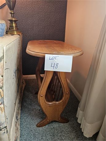 Wood End Table With Magazine Rack