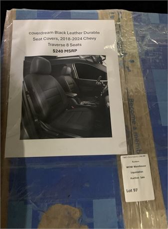 Coverdream Black Leather Durable Seat Cover 2018-2024 Chevy Traverse W/8 Seats