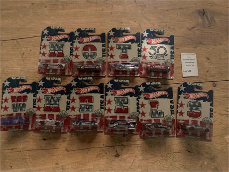 Hot Wheels 2018 Series 50th Anniversary Stars & Stripes Die Cast Car Lot of 10