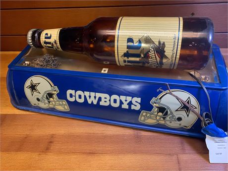 Miller Lite Beer Dallas Cowboys Beer Bottle Hanging Pool Table Light Sign