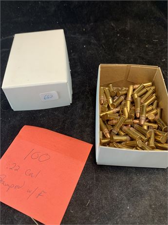 .22 Caliber Cartridges Stamped With F - 100 Count