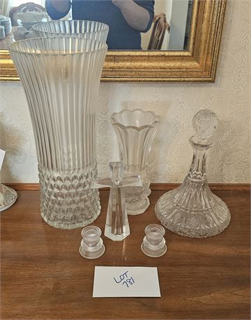 Crystal Decanter, Crystal Cross, Hoffman Crystal Vase, Long Stem Vase & More