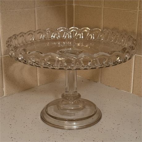 EAPG Laced Edge Pedestal Cake Stand - 10 x 8"H