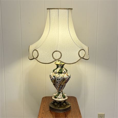 Hand Painted Victorian Motif Ceramic Table Lamp