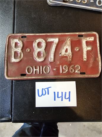 Vintage 1962 Ohio License Plate