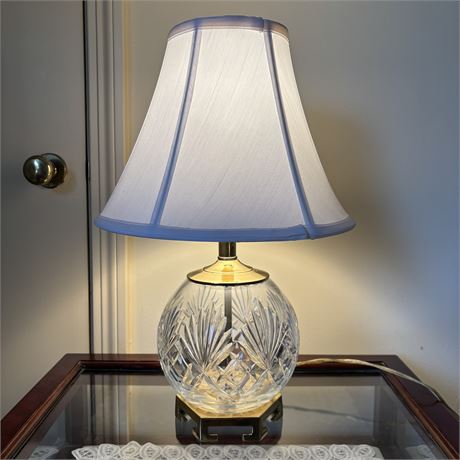 Cut Crystal Table Lamp on Brass Footed - 18"T