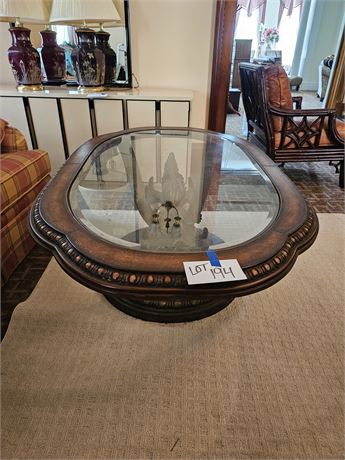 Wood & Beveled Glass Coffee Table
