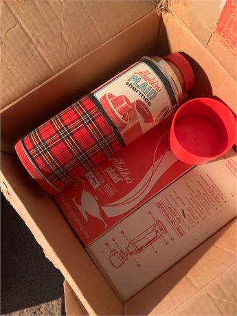 Aladdins Red Plaid Thermos Bottle, Dura Clad Thermos Bottle, Replacement Fillers