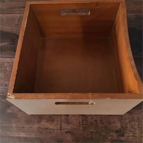 Wooden Open Storage Crate W/Cutout Handles