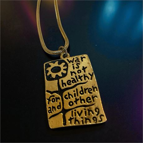 Another Mother For Peace War Is Not Healthy 1960s Pendant Necklace