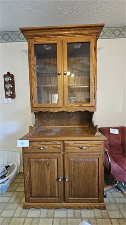 Wood China Cabinet Lighted