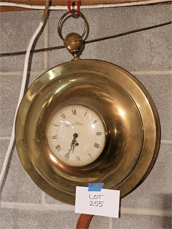 Warren Kessler Brass Windup Pocket Watch Wall Clock with Key