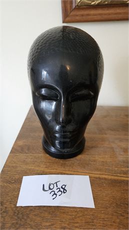 Jet Black Glass Mannequin Head Bust