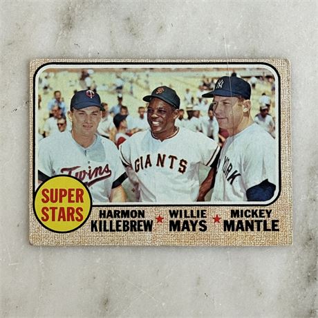 1968 Topps #490 Baseball Card - Killebrew, Mays, Mantle - Super Stars