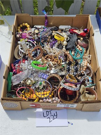 Flat Full Of Mixed Costume Jewelry Maker, Style & Color Vary- Necklaces
