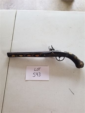 Reproduction Mother of Pearl Inlay Flint Lock Pistol