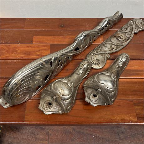 Antique Iron Stove Parts, Ornaments, Hardware - Feet are 9.5"