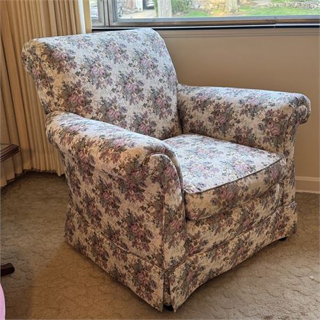 Floral Upholstered Side Chair - 36"W x 32"T