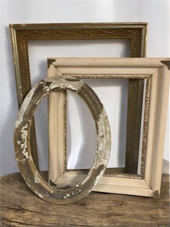 Antique Picture Frames Metal Baroque Style, Wood Oval Frame, Wood Square Frame