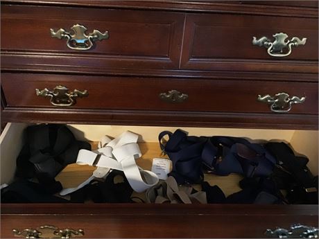 Men's Suspenders In Black, White, Tan & Navy Blue (9 Total) Drawer Cleanout