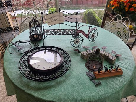 Mixed Metal Decor Lot : Clock / Candle Holders / Wall Art & More