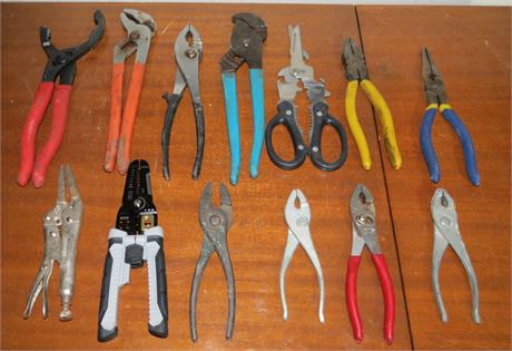 Assorted Pliers, Channel Locks, Etc