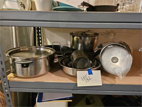 Mixed Pots & Pans Lot: Stainless Steel / Drip Pot & More