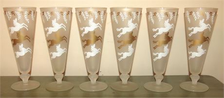 Vintage Libbey "Calvacade" Frosted Pilsner Glasses